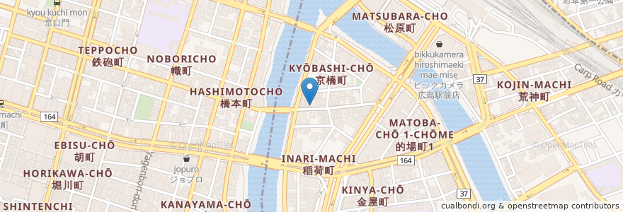 Mapa de ubicacion de よっちゃん 京橋店 en Japón, Prefectura De Hiroshima, Hiroshima, 南区.