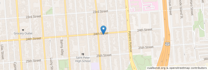 Mapa de ubicacion de Roosevelt Tamale Parlor en 美利坚合众国/美利堅合眾國, 加利福尼亚州/加利福尼亞州, 旧金山市县/三藩市市縣/舊金山市郡, 旧金山.