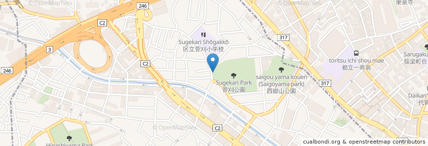 Mapa de ubicacion de J1-04.菅刈公園 / Sugekari Park en Japonya, 東京都, 目黒区.
