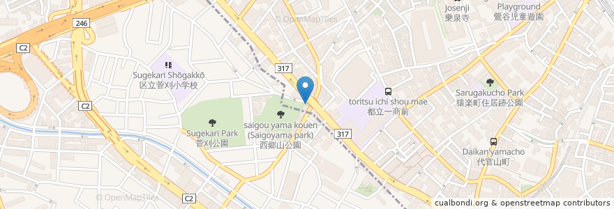 Mapa de ubicacion de J1-03.西郷山公園 / Saigoyama Park en ژاپن, 東京都, 目黒区.