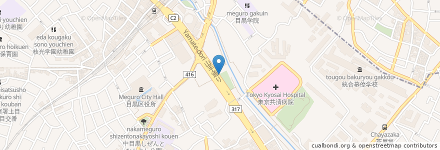 Mapa de ubicacion de J1-07.目黒川船入場 / Meguro Riverside Park en Giappone, Tokyo, 目黒区.