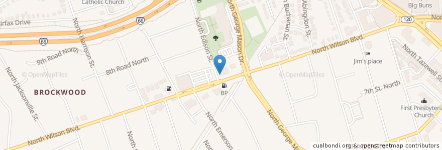 Mapa de ubicacion de Panda Cafe en アメリカ合衆国, バージニア州, Arlington County, Arlington.