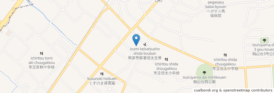 Mapa de ubicacion de 旧府神社 en 日本, 大阪府, 和泉市.