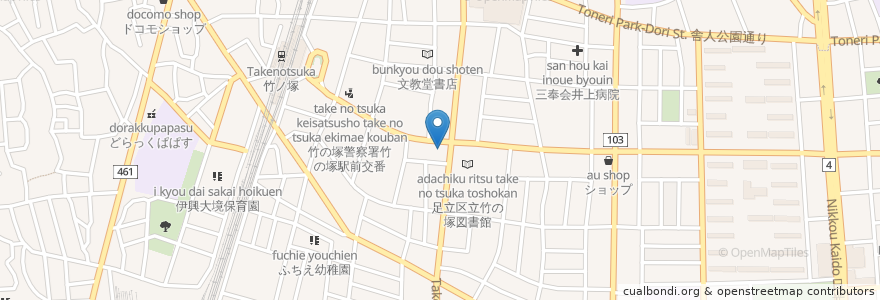 Mapa de ubicacion de CoCo壱番屋 en Japan, 東京都, 足立区.