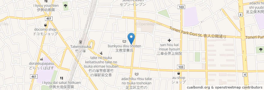 Mapa de ubicacion de ミスタードーナツ en 日本, 東京都, 足立区.