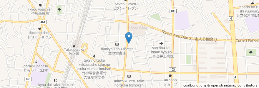 Mapa de ubicacion de サンドラッグ en اليابان, 東京都, 足立区.