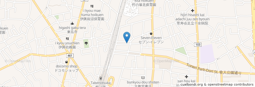Mapa de ubicacion de 足立区 ふれんどりぃ en Japão, Tóquio, 足立区.