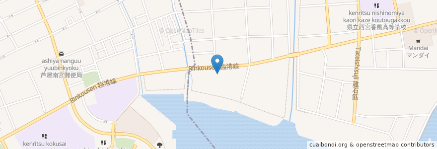 Mapa de ubicacion de タイムズ 香櫨園テニスクラブ en Jepun, 兵庫県, 西宮市.