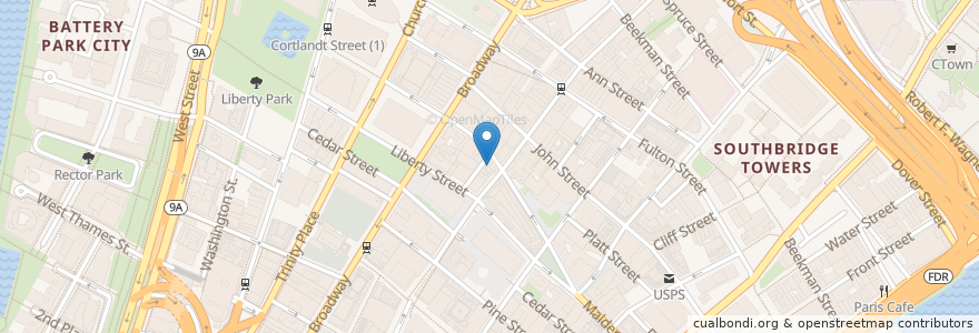 Mapa de ubicacion de Kati Roll Company en Соединённые Штаты Америки, Нью-Йорк, Нью-Йорк, Округ Нью-Йорк, Manhattan Community Board 1, Манхэттен.