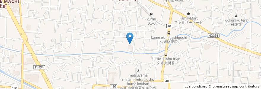 Mapa de ubicacion de 東道後温泉;久米之癒 en Japonya, 愛媛県, 松山市.