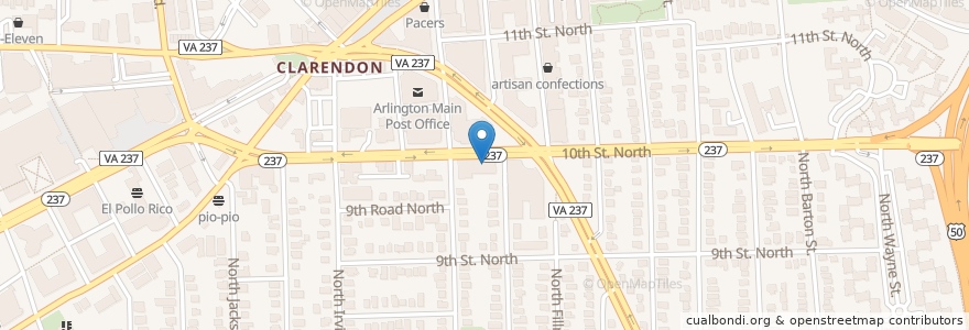 Mapa de ubicacion de Subway en 美利坚合众国/美利堅合眾國, 弗吉尼亚州 / 維吉尼亞州 / 維珍尼亞州, Arlington County, Arlington.