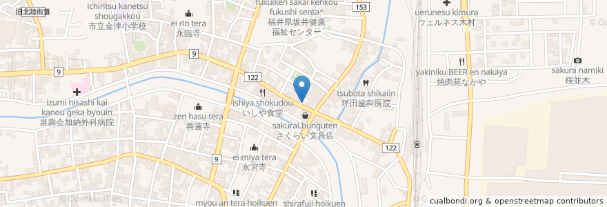 Mapa de ubicacion de 澤井歯科医院 en اليابان, فوكوي, あわら市.