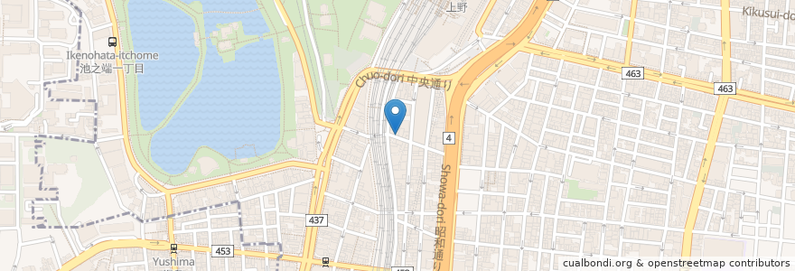 Mapa de ubicacion de 肉の大山 en Japonya, 東京都, 台東区.