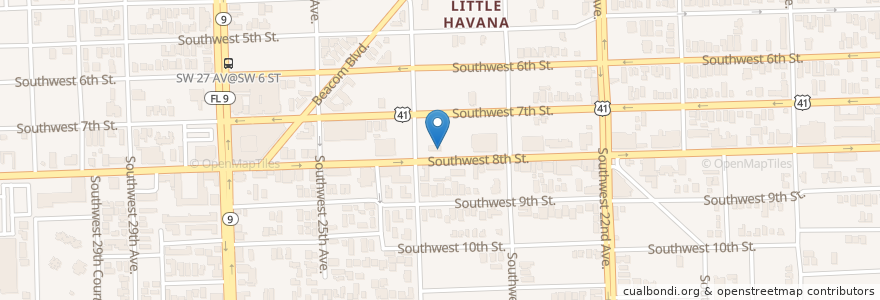 Mapa de ubicacion de Taco Bell en Amerika Syarikat, Florida, Miami-Dade County, Miami.