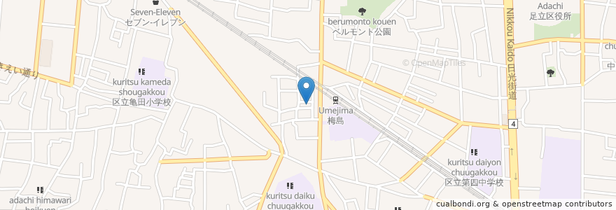 Mapa de ubicacion de 城北湯(廃業) en اليابان, 東京都, 足立区.