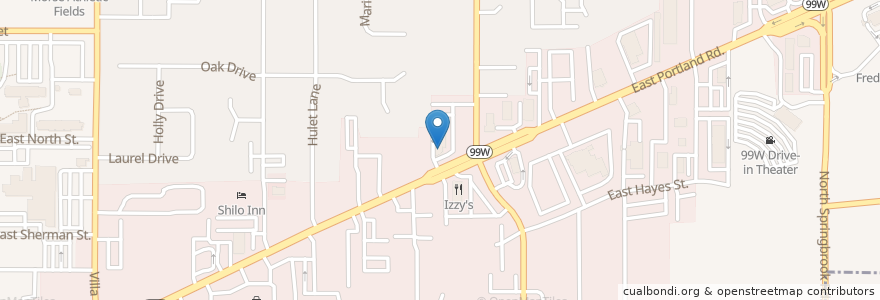 Mapa de ubicacion de Starbucks en 미국, 오리건, Yamhill County, Newberg.