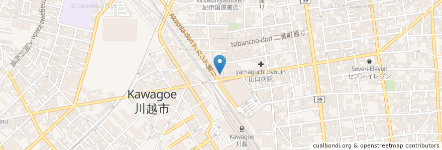 Mapa de ubicacion de 川越ひまわり眼科 en Japonya, 埼玉県, 川越市.