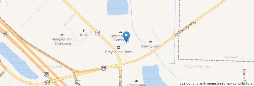 Mapa de ubicacion de Greyhound Bus Depot en Amerika Birleşik Devletleri, Vaşington, Kittitas County.