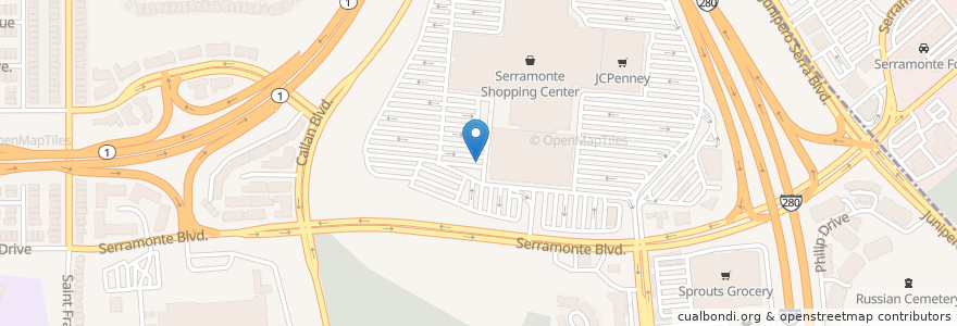 Mapa de ubicacion de Serramonte Shopping Center en Stati Uniti D'America, California, San Mateo County, Daly City.