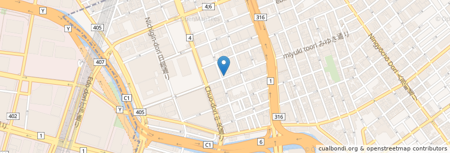 Mapa de ubicacion de 郵便ポスト en Japon, Tokyo, 千代田区, 中央区.