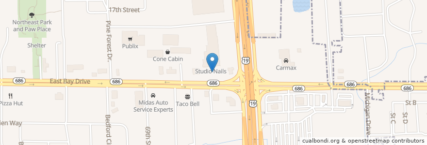 Mapa de ubicacion de Smashburger en Amerika Syarikat, Florida, Pinellas County, Largo.