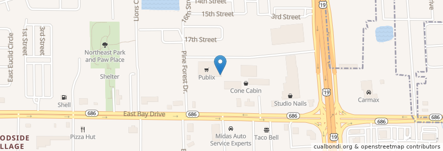 Mapa de ubicacion de Pizza Hut en 美利坚合众国/美利堅合眾國, 佛罗里达州/佛羅里達州, Pinellas County, Largo.