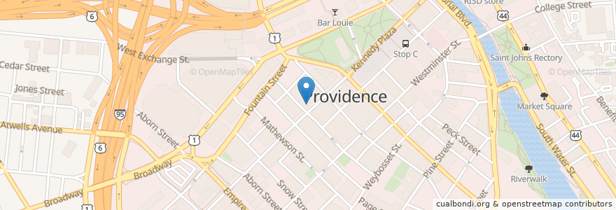Mapa de ubicacion de Redfin Crudo + Kitchen en United States, Rhode Island, Providence County, Providence.