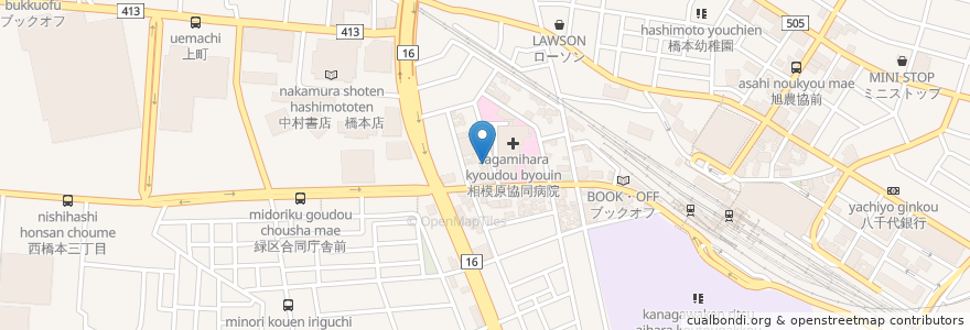 Mapa de ubicacion de 福寿薬局 en Giappone, Prefettura Di Kanagawa, 相模原市, 緑区.