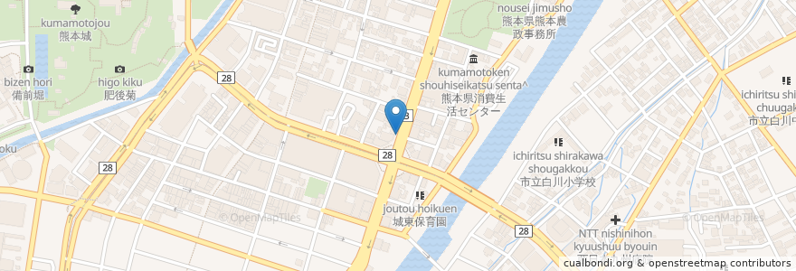 Mapa de ubicacion de 郵便ポスト en اليابان, 熊本県, 熊本市, 中央区.