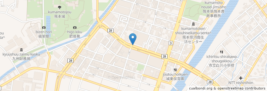 Mapa de ubicacion de 郵便ポスト en Giappone, Prefettura Di Kumamoto, 熊本市, 中央区.