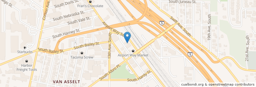 Mapa de ubicacion de Side Hustle Donuts en United States, Washington, King County, Seattle.