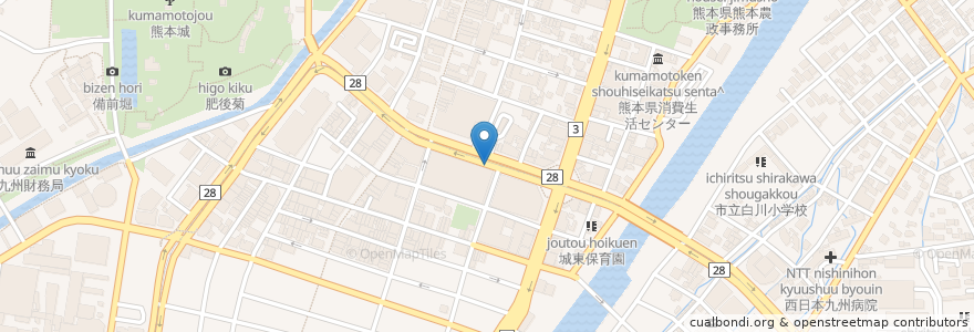 Mapa de ubicacion de 郵便ポスト en Japón, Prefectura De Kumamoto, 熊本市, 中央区.