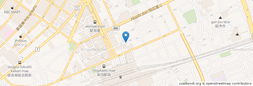 Mapa de ubicacion de 浦咲ラーメン en 日本, 新潟県, 新潟市, 中央区.