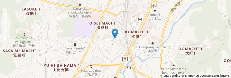 Mapa de ubicacion de パクチー屋＋ en اليابان, كاناغاوا, 鎌倉市.