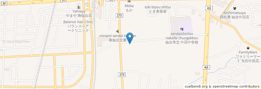 Mapa de ubicacion de 薬王堂 en اليابان, 宮城県, 仙台市, 太白区.