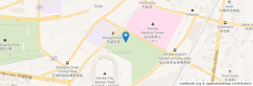 Mapa de ubicacion de 仙台医療センター en Japan, Präfektur Miyagi, 仙台市, 宮城野区.