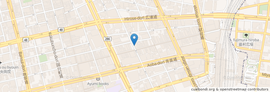 Mapa de ubicacion de たん焼 牛兵衛 en 日本, 宮城県, 仙台市, 青葉区.