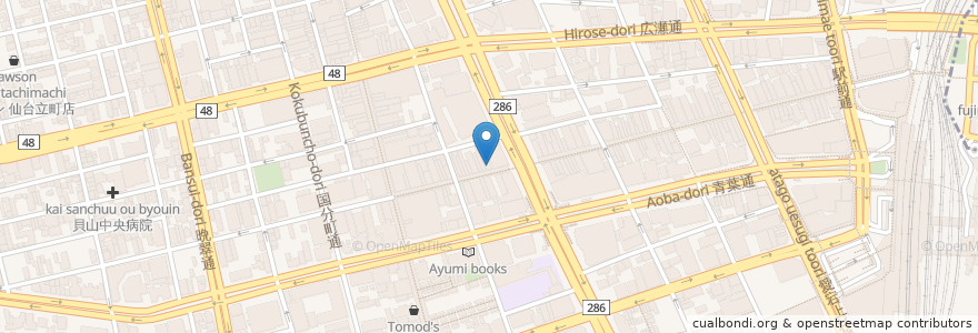 Mapa de ubicacion de マツモトキヨシ 仙台中央通り店 en Japón, Prefectura De Miyagi, 仙台市, 青葉区.