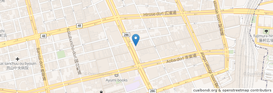 Mapa de ubicacion de カフェ ミティーク en 日本, 宮城県, 仙台市, 青葉区.
