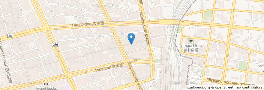 Mapa de ubicacion de いきなりステーキ 仙台店 en 日本, 宮城県, 仙台市, 青葉区.