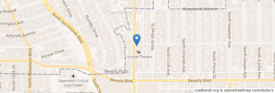 Mapa de ubicacion de The Roger Room en アメリカ合衆国, カリフォルニア州, Los Angeles County, ロサンゼルス.