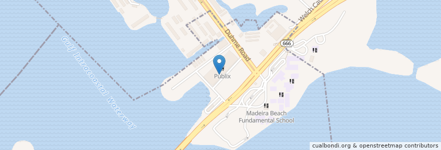 Mapa de ubicacion de Publix en 美利坚合众国/美利堅合眾國, 佛罗里达州/佛羅里達州, Pinellas County, Madeira Beach.