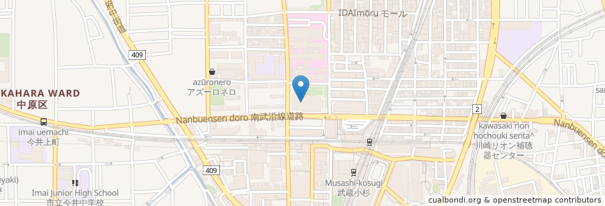 Mapa de ubicacion de 焼肉名菜 福寿 武蔵小杉店 en Japonya, 神奈川県, 川崎市, 中原区.