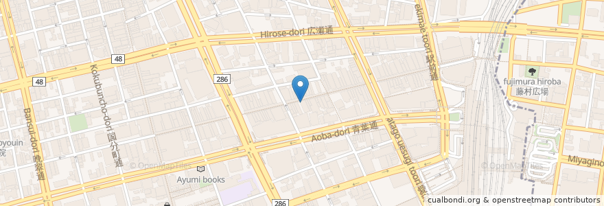 Mapa de ubicacion de マツモトキヨシ 仙台クリスロード店 en Japonya, 宮城県, 仙台市, 青葉区.