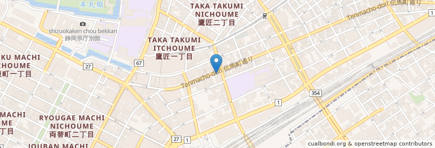Mapa de ubicacion de 酒場ペリカン en Япония, Сидзуока, 静岡市, 葵区.