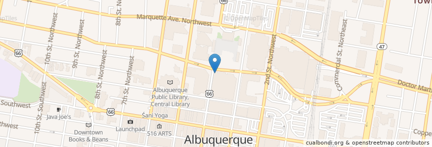 Mapa de ubicacion de Forque en Vereinigte Staaten Von Amerika, Neumexiko, Bernalillo County, Albuquerque.