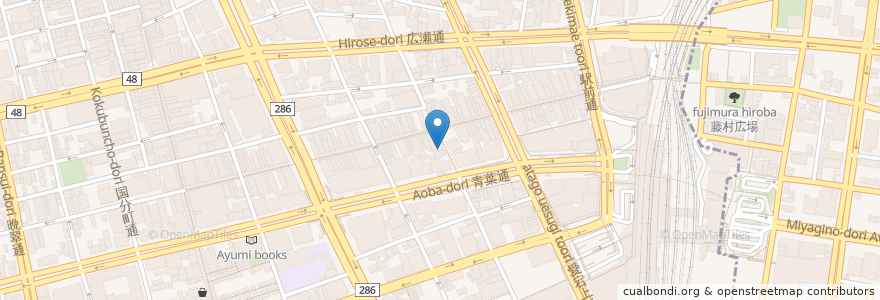 Mapa de ubicacion de Tohoku Michinoeki en Japan, Miyagi Prefecture, Sendai, Aoba Ward.