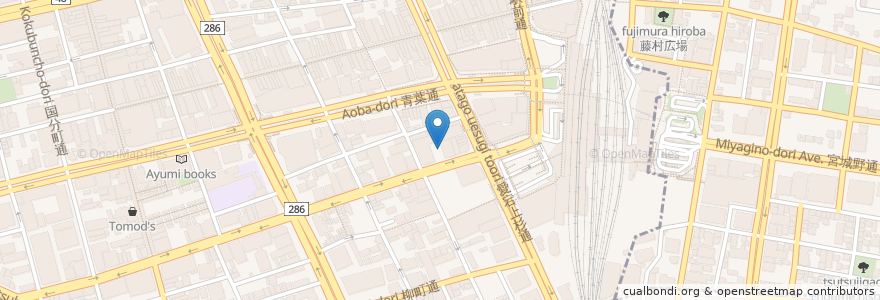 Mapa de ubicacion de 串焼・もつ鍋 博多でべそ 仙台南町通り店 en Japan, Miyagi Prefecture, Sendai, Aoba Ward.