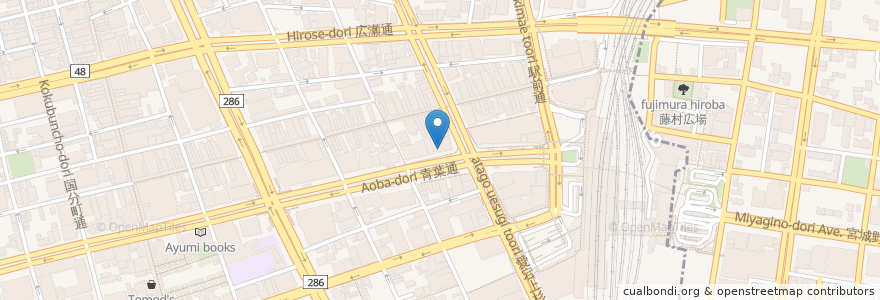 Mapa de ubicacion de 野村證券 仙台支店 en Japan, 宮城県, 仙台市, 青葉区.
