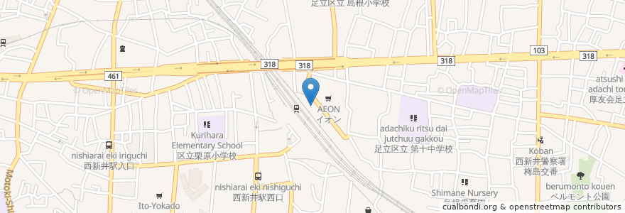 Mapa de ubicacion de KFC en 日本, 東京都, 足立区.